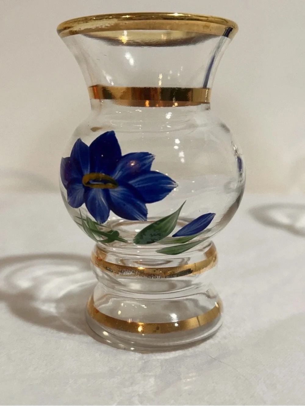 Set 3 Vtg 1960s Bartlett Collins Hand Painted Small Bud Vases with Gold Trim 4”